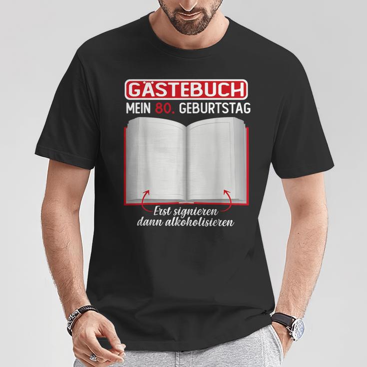 Guest Book 80Th Birthday Decoration Man Woman 80Th Birthday T-Shirt Lustige Geschenke