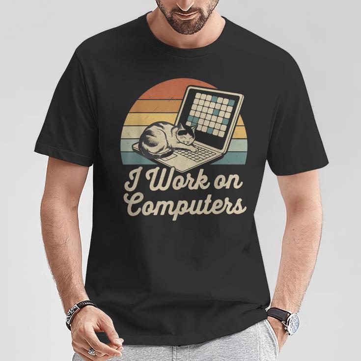 Ich Arbeite Am Computer Cat Kitty Kitten Cat Meme T-Shirt Lustige Geschenke