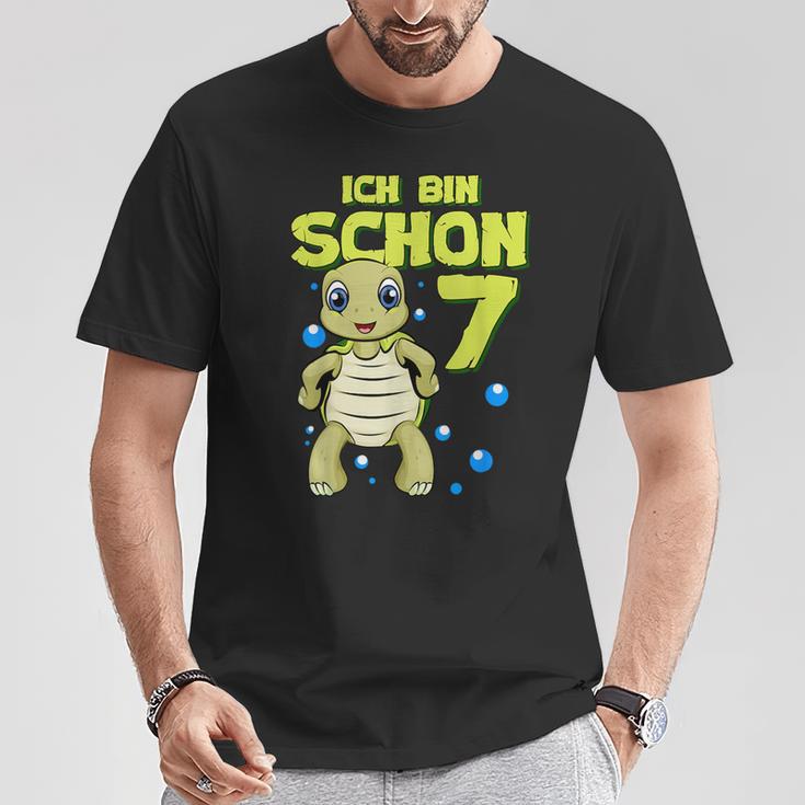 Ich Bin Schon 7 Years Boy Girl Birthday Turtle T-Shirt Lustige Geschenke