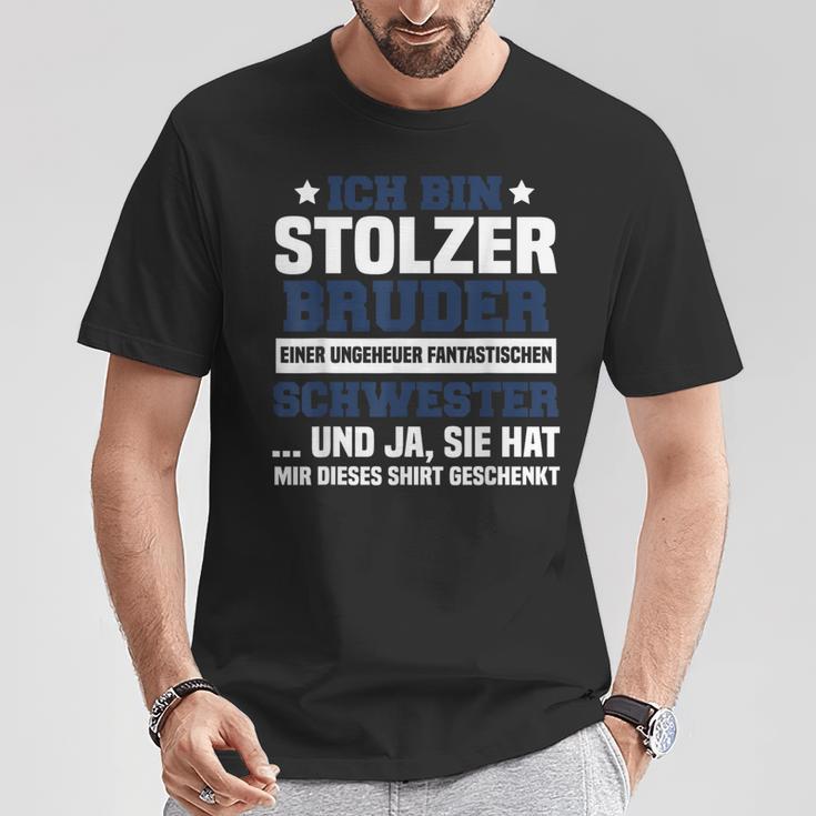 Ich Bin Stolzer Bruder Einer Fantastischen Schwester T-Shirt Lustige Geschenke