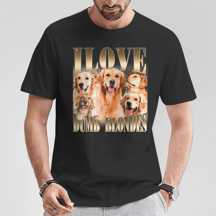 Ich Liebe Dumme Blondinen Lustiger Meme-Hundeliebhaber T-Shirt Lustige Geschenke