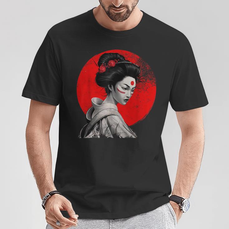 Impresionante Geisha Samurai Pintura Japonesa Tradicional A Camiseta unisex Regalos divertidos