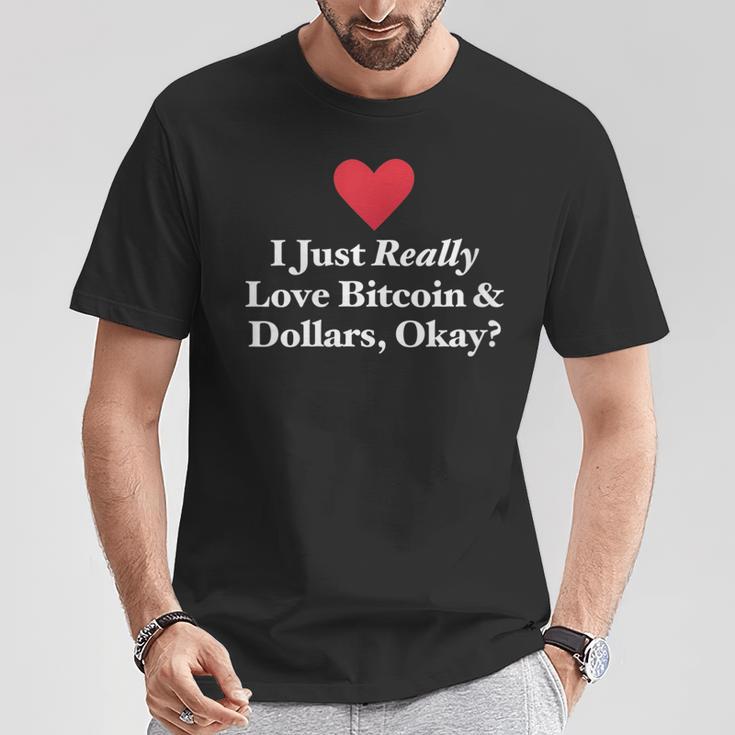 J'aimeraiment Les Bitcoins Et Les Dollars D'accord Trading Amusant T-Shirt Cadeaux drôles
