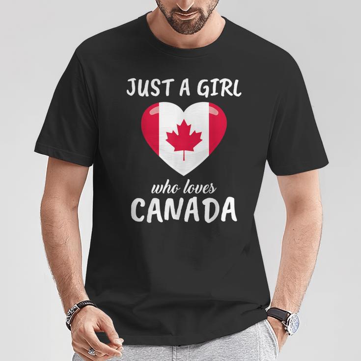 Just A Girl Who Loves Canada Travel Football Canada T-Shirt Lustige Geschenke