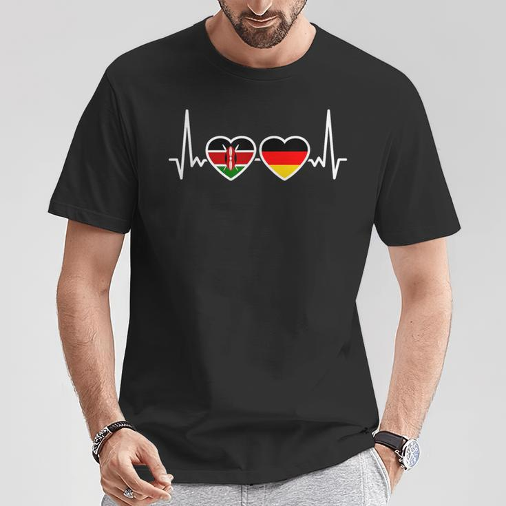 Kenya Germany Heartbeat Flag German Kenyan T-Shirt Lustige Geschenke