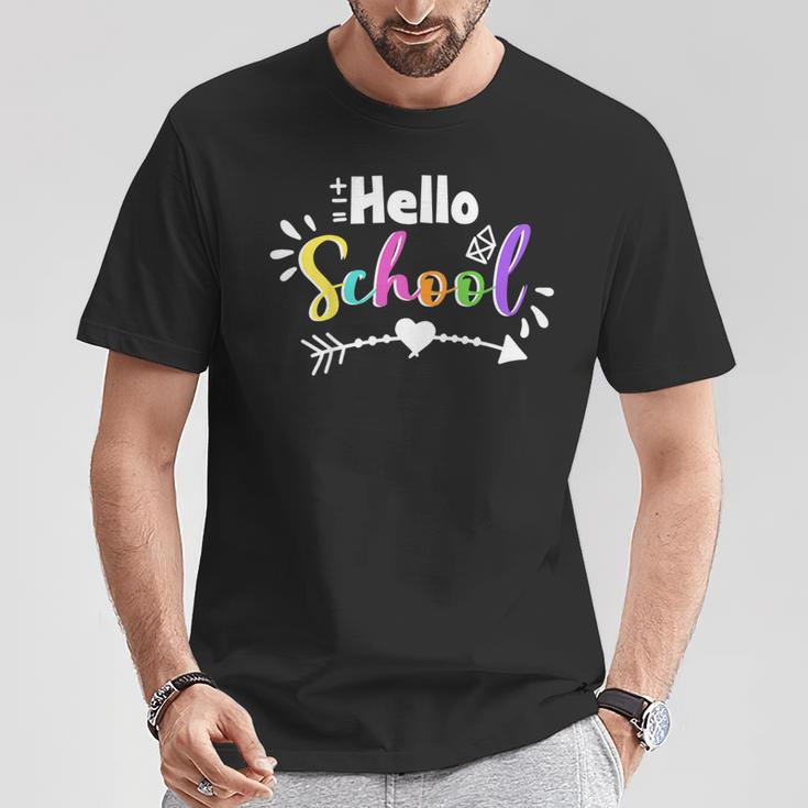 Kids Hello School Heart Arrow Back To School Student Teacher T-Shirt Unique Gifts