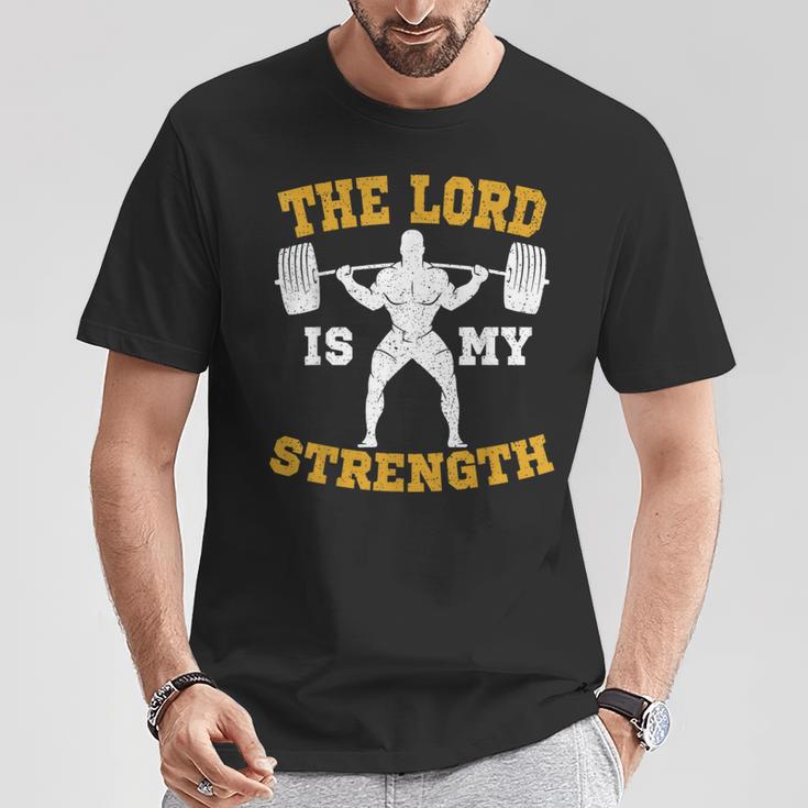 The Lord Is My Strength Christian Gym Jesus Workout S T-Shirt Lustige Geschenke