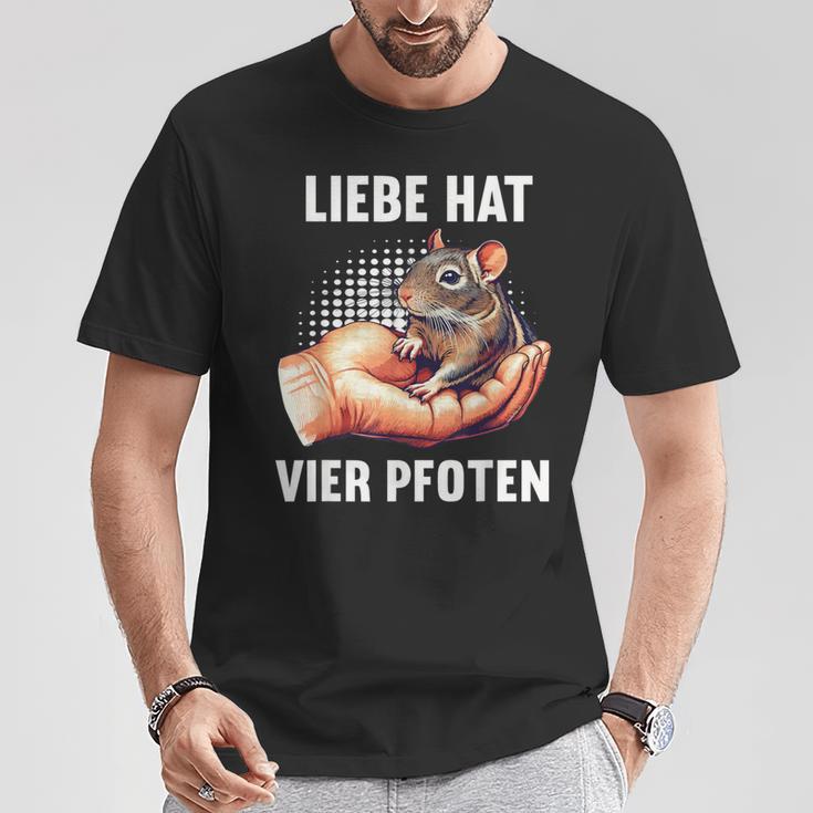 With Love Has Four Paws Degu Degus Owner Deguhalter T-Shirt Lustige Geschenke