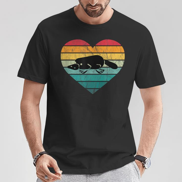 I Love Platypus Silhouette Heart Wilderness Australia T-Shirt Lustige Geschenke