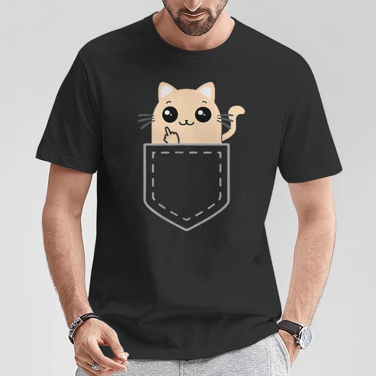 Lustige Katze Mittelfinger Stinkefinger Cat Kawaii T-Shirt Lustige Geschenke