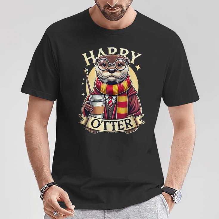 Lustiger Harry Otter Coffee Drinking T-Shirt Lustige Geschenke