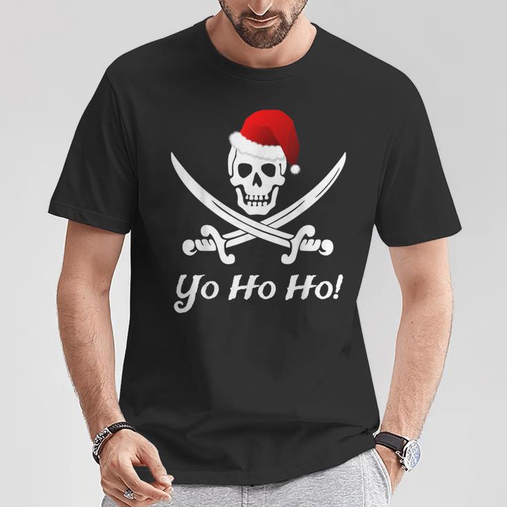 Lustiges Weihnachten Piraten Pirat Weihnachtsmann Hut Yo Ho T-Shirt Lustige Geschenke