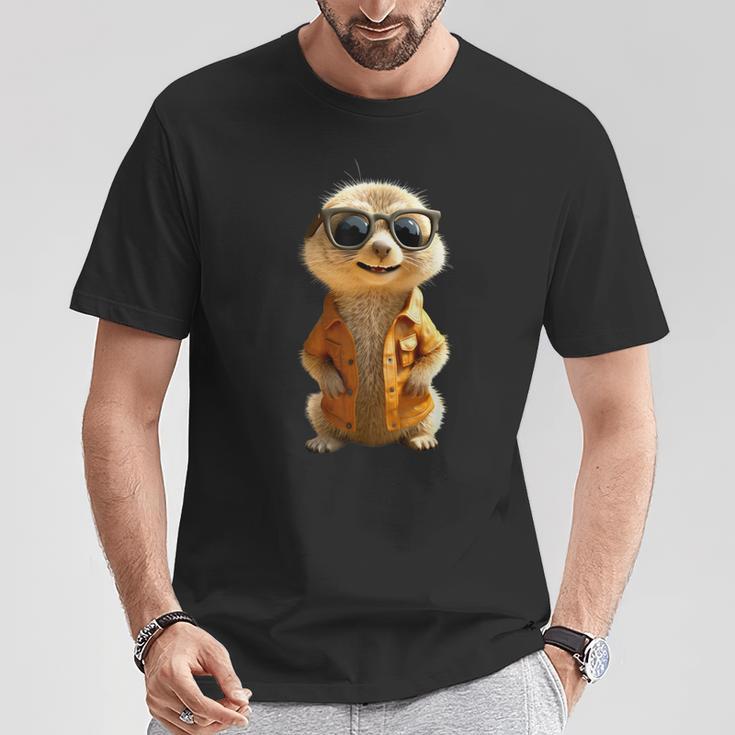 Meerkat With Sunglasses Animal Lovers Cute Surikate T-Shirt Lustige Geschenke