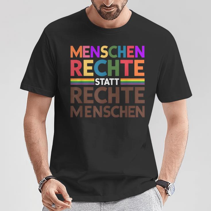 Menschenrechte Statt Rechte Menschen Regenbogen Spruch T-Shirt Lustige Geschenke