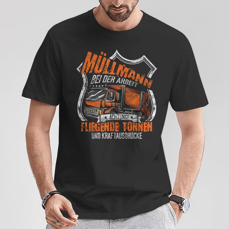 Müllmann Bei Der Arbeit Müllwerker Müllfahrer T-Shirt Lustige Geschenke