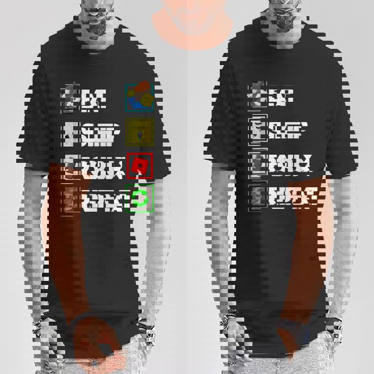 Noob And Professional Gamer Eat Sleep Robux Repeat T-Shirt Unique Gifts