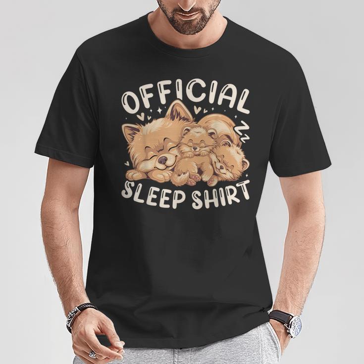 Official Sleep Pomeranian Dog With Puppy T-Shirt Lustige Geschenke