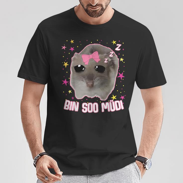 Offizielles Schlaf Sad Hamster Meme Bin So Müdi Schlaf T-Shirt Lustige Geschenke