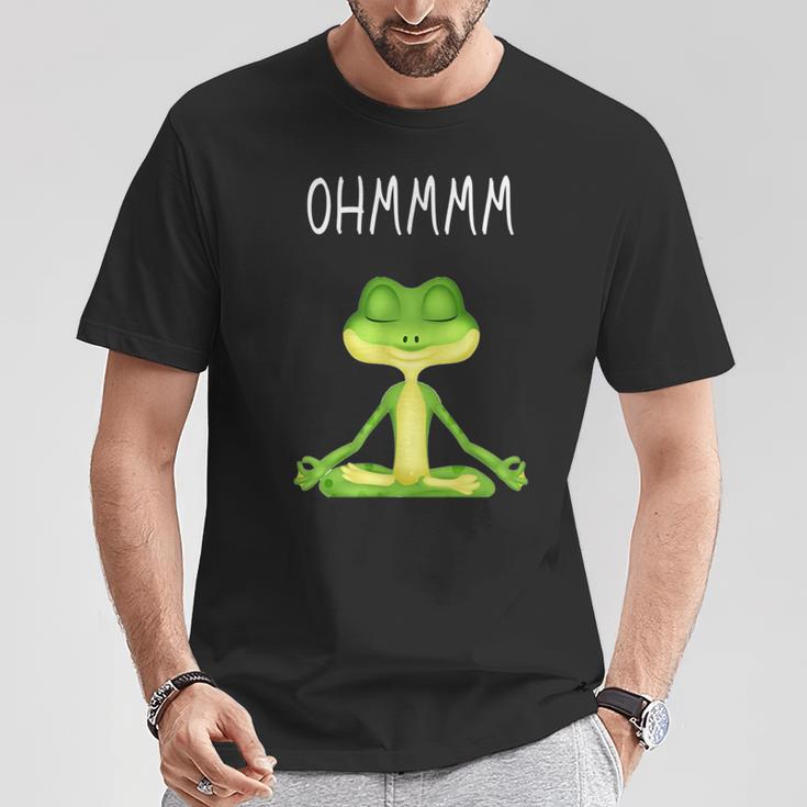 Ohmmmm With Saying Frog Meditation S T-Shirt Lustige Geschenke