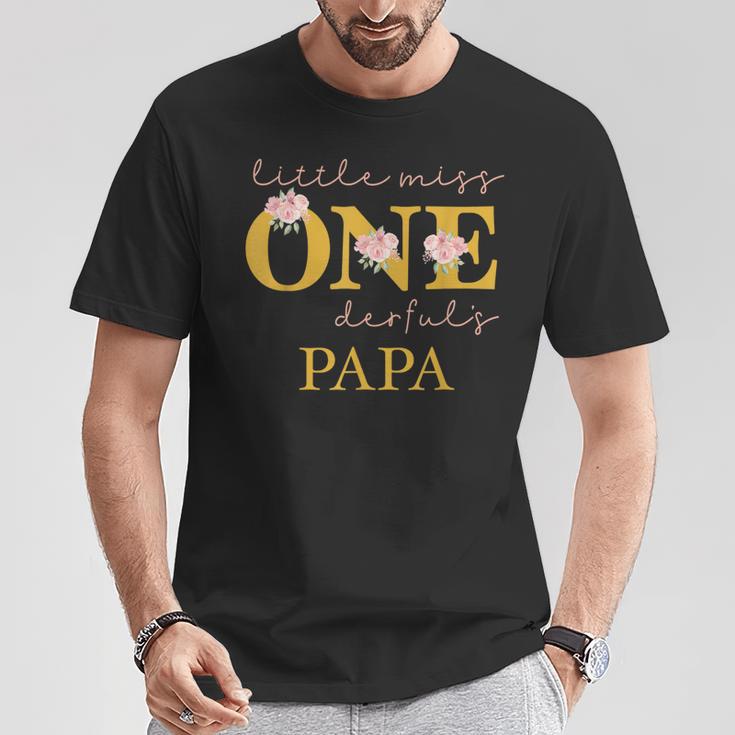 Papa Little Miss Onederful Birthday Party 1 Year Old Girl T-Shirt Lustige Geschenke