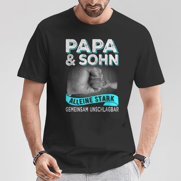 Papa Und Sohn Alleine Stark Gemeinsam Unschlagbar Father's Day T-Shirt Lustige Geschenke