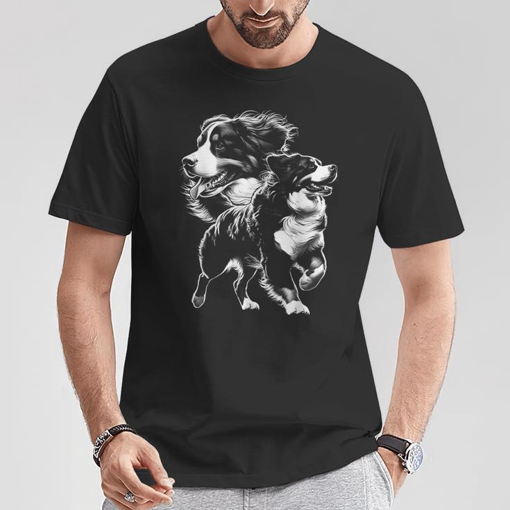 Playful Bernese Mountain Dog In Cool Drawing Style T-Shirt Lustige Geschenke