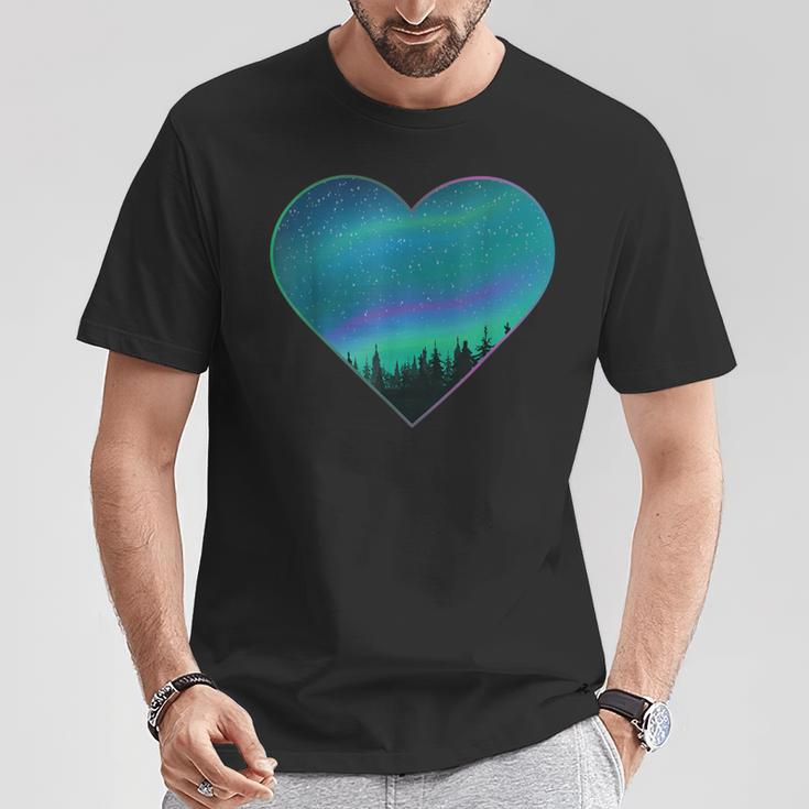 Polar Lights Heart Northern Lights Aurora Borealis T-Shirt Lustige Geschenke