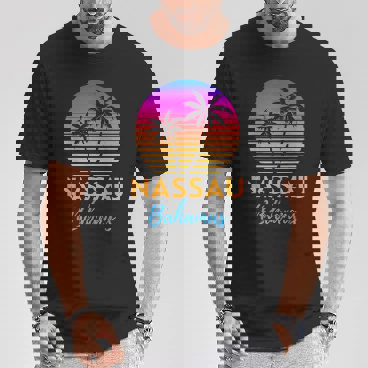 Retro Sunset Nassau Bahamas Beach Trip Vacation Summer Group T-Shirt Personalized Gifts