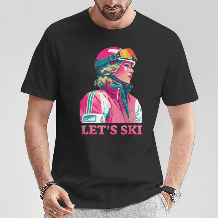 Retrointage Ski 80Er 90Er Jahre Skifahren Outfit Herren Damen T-Shirt Lustige Geschenke