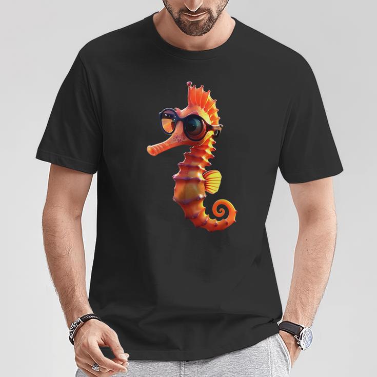 Seahorse With Sunglasses Aquarist Ocean Cute Seahorse T-Shirt Lustige Geschenke