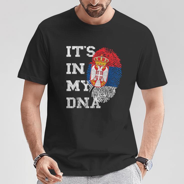 With Serbian Flag Es Ist In My Dna Serbe Genetic T-Shirt Lustige Geschenke