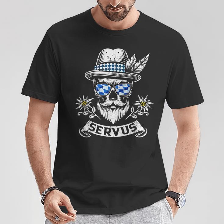 Servus Bayern Skull Bavarian Bua Costume Servus T-Shirt Lustige Geschenke