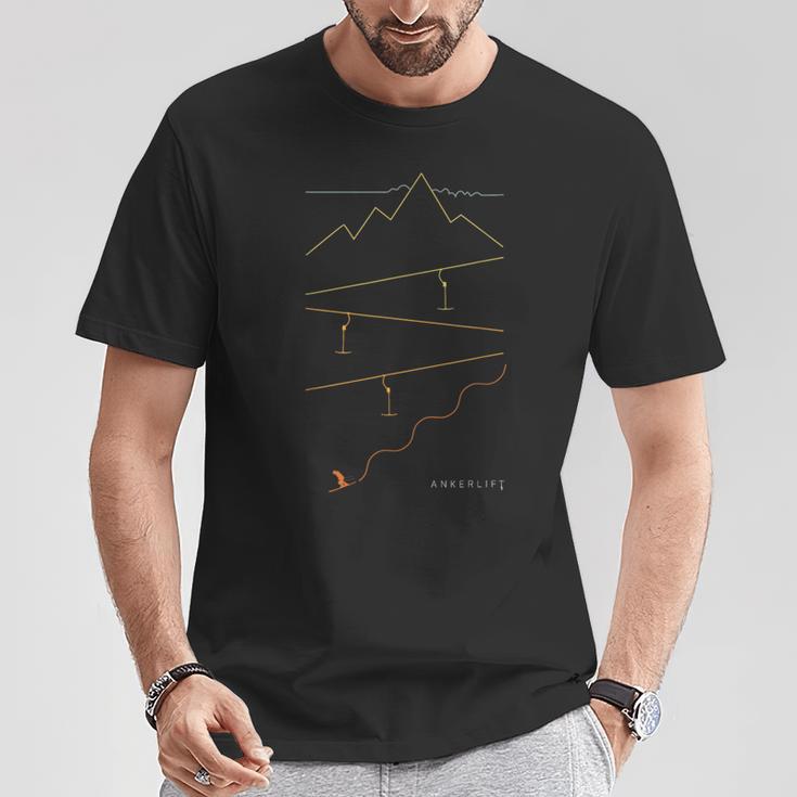 Ski One Line Line Skiing Modern Mountain Ski Top T-Shirt Lustige Geschenke