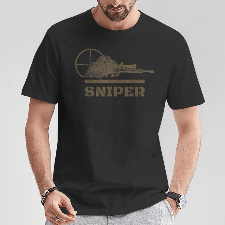 Sniper Ghillie Suit And Crosshair Military T-Shirt Lustige Geschenke