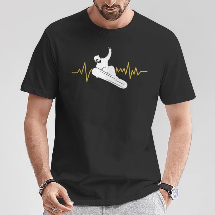 Snowboard Ekg Heartbeat Snowboarding T-Shirt Lustige Geschenke