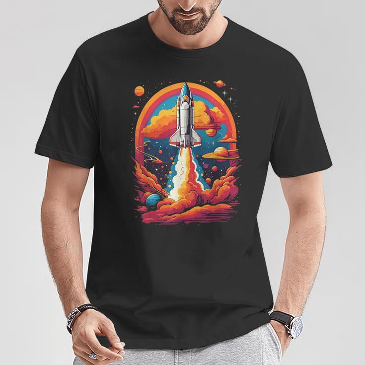 Space Travel With Space Shuttle Rocket Astronaut Dream T-Shirt Lustige Geschenke