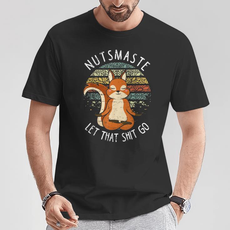 Squirrel Nutsmaste Yoga Meditation Retrointage T-Shirt Lustige Geschenke