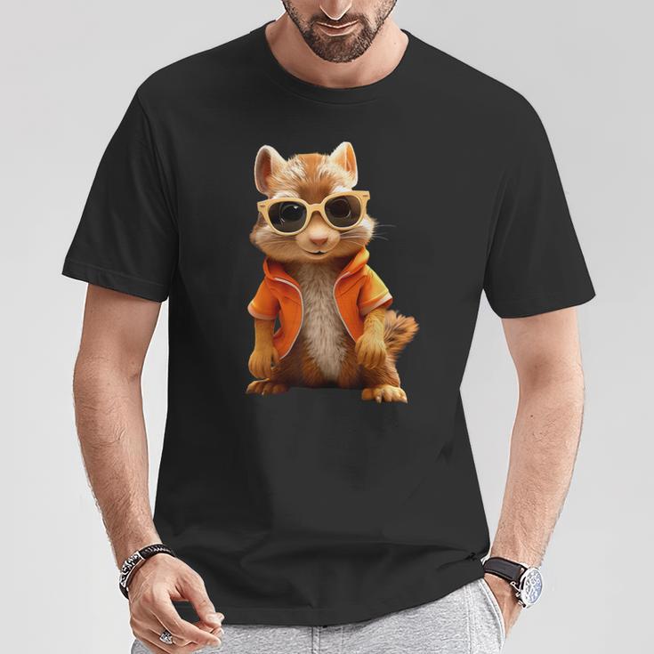 Squirrel With Sunglasses Animal Lovers Cute Rodent T-Shirt Lustige Geschenke