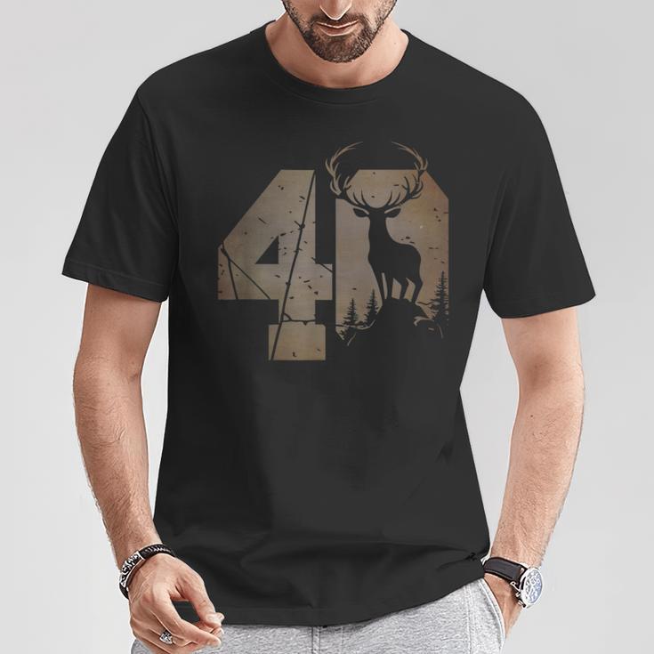 Stag Motif For Hunters 40S Birthday Or Anniversary T-Shirt Lustige Geschenke