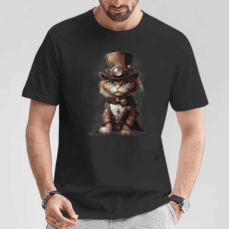 Steam Punk Portrait Cat Kitten Steampunk Sci-Fi Character T-Shirt Lustige Geschenke