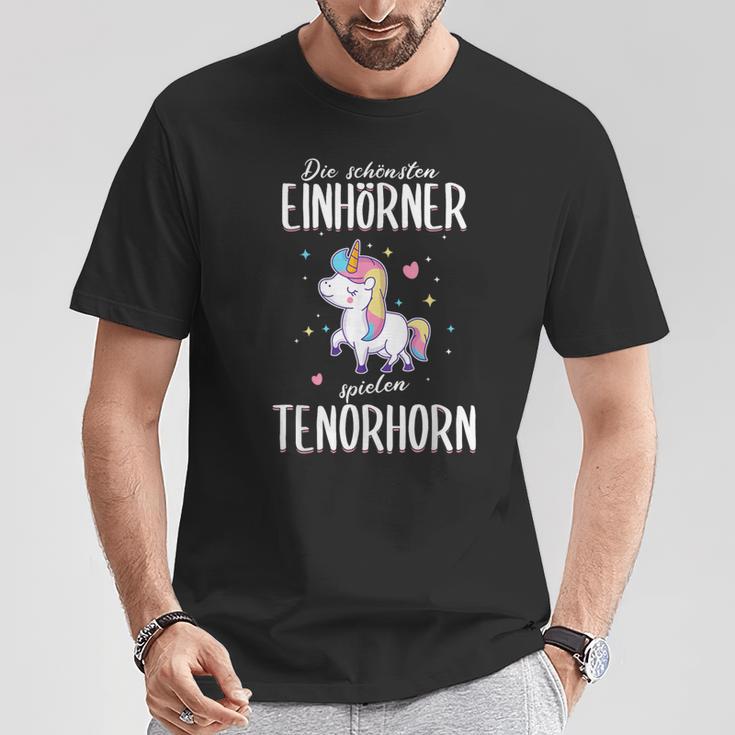 Tenor Horn Tenor Hornist Unicorn Slogan Idea T-Shirt Lustige Geschenke