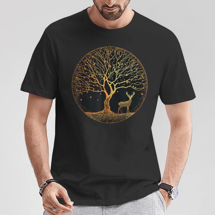 Tree Of Life Tree Of Life Yoga Meditation Tree Deer T-Shirt Lustige Geschenke