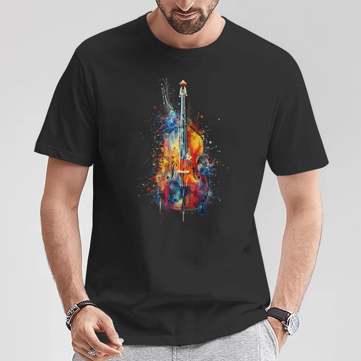 Upright Bass Instrument On Colourful Lacquered Double Bass T-Shirt Lustige Geschenke