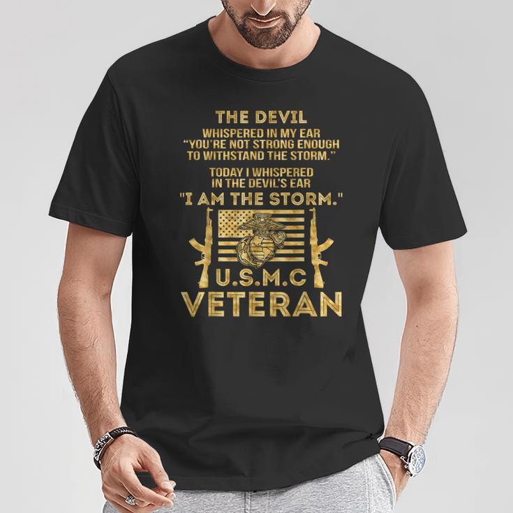 USMCeteran I Am The Storm Gold Foil Effect T-Shirt Lustige Geschenke