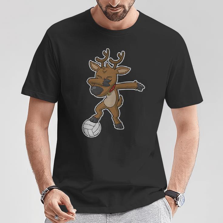 Volleyball Dabbing Reindeer Christmas Knit Pattern Dab Premium T-Shirt Unique Gifts