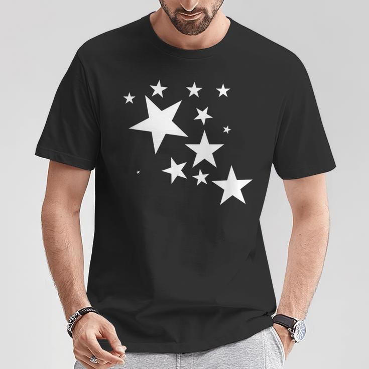 Weiße Sterne Sternschnuppe Stern-Muster Geschenk Damen T-Shirt Lustige Geschenke