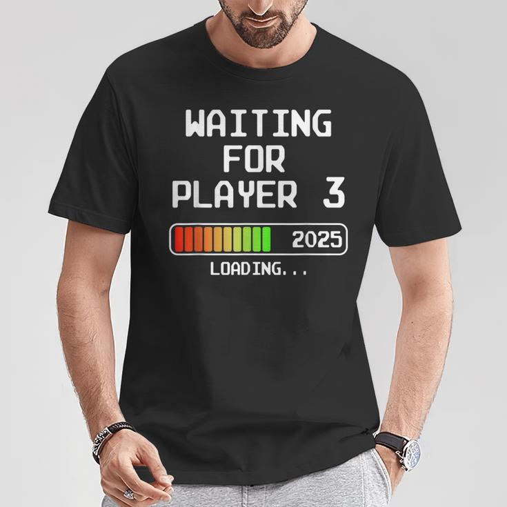 Werdender Papa 2025 Waiting For Player 3 Loading Pregnant T-Shirt Lustige Geschenke