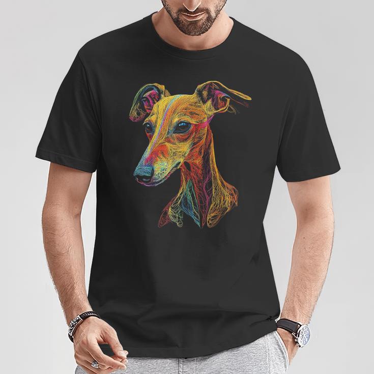 Whippet Dog Motif Pet Illustration Colourful Whippet T-Shirt Lustige Geschenke