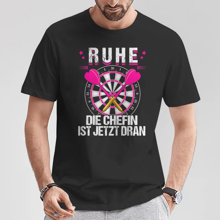 Women's Rest Die Chefin Ist Jetzt Dran Darts Dartter Women's Dart T-Shirt Lustige Geschenke