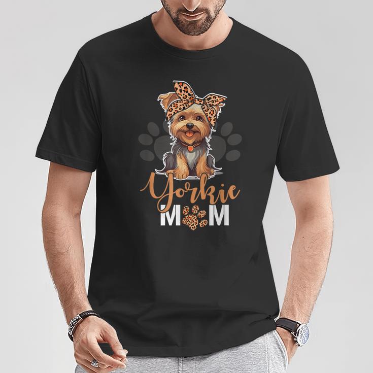 Yorkie Mom Yorkshire Leopard Dog Lovers Día De La Madre Camiseta unisex Regalos divertidos